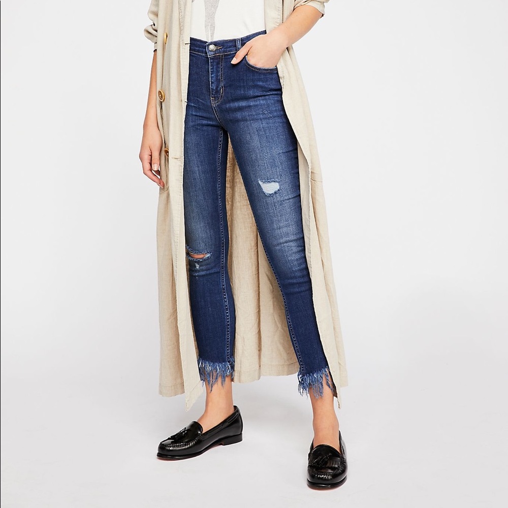 Free People Great Heights Frayed Skinny Jeans